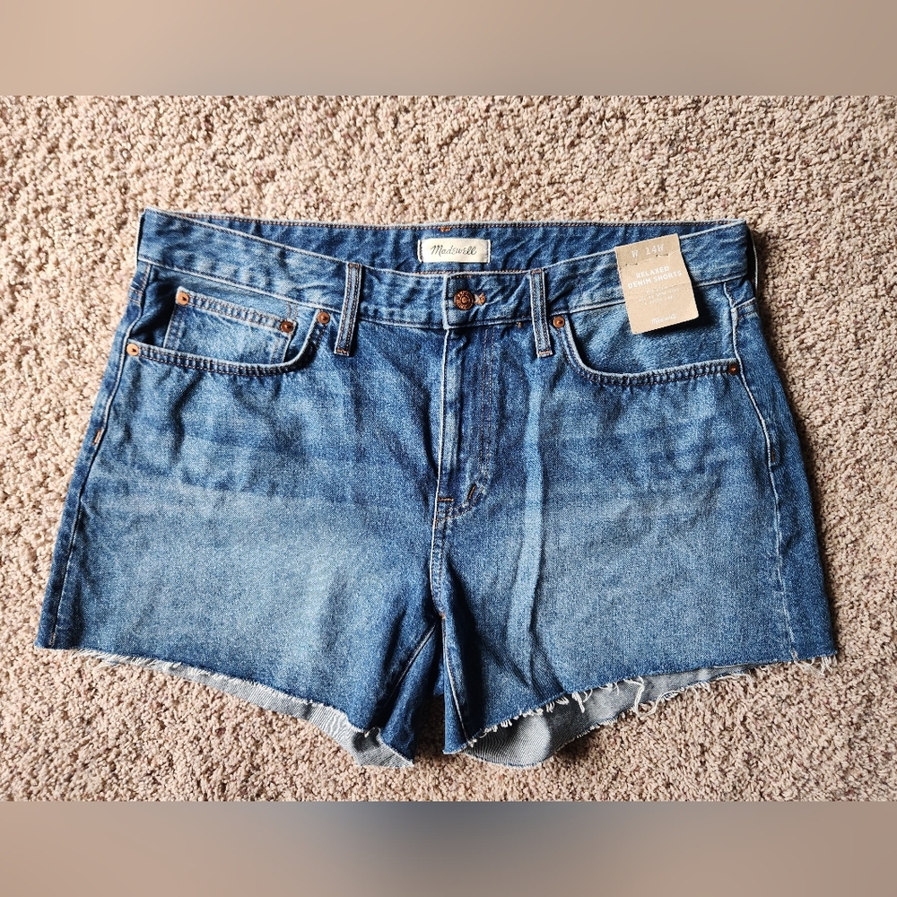 Madewell Relaxed Denim Shorts Raw Hem Womens Size 14W NWT